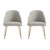 Gracie Modern Vegan Leather Metal Dining Chair in Stone Gray and Gold - Set of 2
