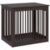 Pawhut Wooden Dog Crate Furniture, Puppy Kennel End Table, Decorative Pet House With Front Door, Safety Lock, For Small & Medium Sized Dog, Coffee