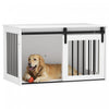 Pawhut Dog Crate Furniture, 39\" Dog Crate End Table Indoor Dog House For Large Dogs, With Sliding Door, Lock, White