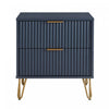 Dumbo Modern 20\" Fluted Nightstand in Midnight Blue (2-Drawer)