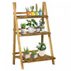 Outsunny Outdoor Plant Stand, Foldable Flower Stand 3-tier Wooden Plant Shelf For Garden Indoor Outdoor, 24\" X 14\" X 37\"