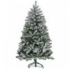 Homcom 5ft Flocked Artificial Christmas Tree With Metal Stand, Hinged Tips