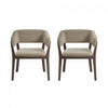 Blake Modern Faux Mohair Wood Armchair in Linen - Set of 2 Dining Chair