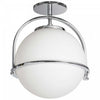 Dainolite Paola 1 Light Semi-flush Mount Polished Chrome White Opal Glass Lamp