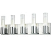 Dainolite Tube 5 Light Vanity Light Polished Chrome Clear Fluted Glass Lamp