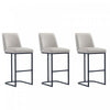 Serena Modern Metal Upholstered Barstool in Light Gray - Set of 3 Bar Stool