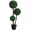 HOMCOM 35 Inch Artificial Boxwood Triple Ball Topiary Tree, Dark Green