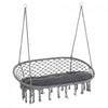 Outsunny Patio Hammock Chair 2 Seat, Hanging Rope Hammock Swing With Metal Frame And Cushion, Large Macrame Seat For Indoor And Outdoor 704 Lbs Capacity, Dark Grey