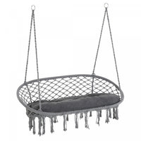Outsunny Patio Hammock Chair 2 Seat, Hanging Rope Hammock Swing With Metal Frame And Cushion, Large