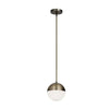 Dainolite Dayana 1 Light Pendant Antique Brass Finish White Glass Lamp