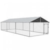 Pawhut Outdoor Dog Kennel Dog Run With Waterproof, Uv Resistant Cover For Medium And Large Sized Dogs, 19.7' X 7.5' X 4.9', Silver