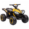 Aosom 12v Kids Powered Ride-On Atv, Four Wheeler Kids Quad With Music, Mp3, Headlights, High & Low Speed, Battery Powered Electric Atv For Boys & Girls Gift, Yellow