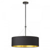 Dainolite Pallavi 4 Light Pendant 22\" Dia Matte Black Black/Gold Shade Lamp