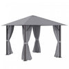 Outsunny 10' X 10' Patio Gazebo Outdoor Aluminum Frame Canopy Shelter With Curtains, Vented Roof For Garden, Lawn, Backyard And Deck, Grey