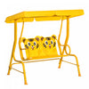 Outsunny 2-seat Kids Porch Swing Chair, Children Outdoor Patio Furniture Lounge Chair For Garden, With Adjustable Canopy, Seat Belt, Tiger Pattern, For 3-6 Years Old, Yellow