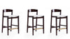 Klismos Mid-Century Modern Wood Upholstered Counter Stool in Ivory - Set of 3