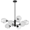 Dainolite Abii 8 Light Chandelier Matte Black Finish Clear Glass Lamp