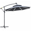 Outsunny 10ft Solar Powered Patio Umbrella With Crank And Base, Grey