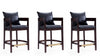Ritz Mid-Century Modern Wood Upholstered Counter Stool in Black - Set of 3