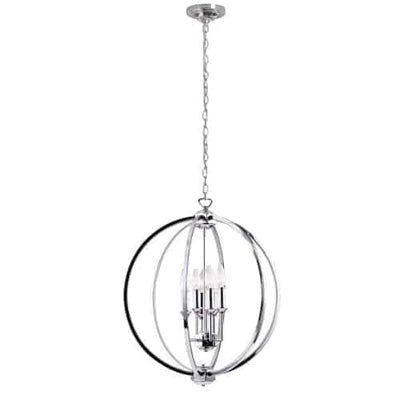 Dainolite Karland 6 Light Chandelier 20" Dia Crystal Studded Banding Polished Chrome Finish Lamp|Lustre Karland de Dainolite de 20 po de diamètre avec bande cloutée de cristaux, fini chromé poli et 6 ampoules