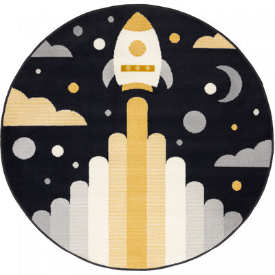 Forte Kids Spaceship Round Area Rug - 5'3" x 5'3"|Carpette ronde Forte à motif de vaisseau spatial pour enfants - 5 pi 3 po x 5 pi 3 po