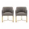 Raya Modern Wood Vegan Leather Dining Chair in Taupe - Set of 2
