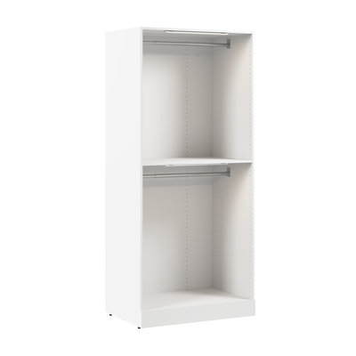 Bestar Florence 35" Modular Double Hanging Closet System with LED Light - White|Système de garde-robe modulaire à 2 espaces pour suspendre Florence de Bestar de 35 po avec éclairage à DEL - blanc