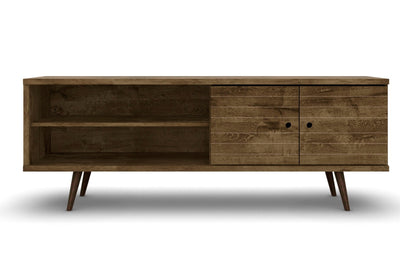Manhattan Comfort Liberty 62.99" Mid-Century Modern TV Stand with 3 Shelves & 2 Doors - Rustic Brown|Meuble pour téléviseur Liberty de Manhattan Comfort de 62,99 po de style moderne du milieu du 20e si
