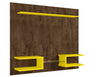 Manhattan Comfort Plaza 64.25\" Modern Floating Wall Entertainment Center with Display Shelves - Rustic Brown & Yellow