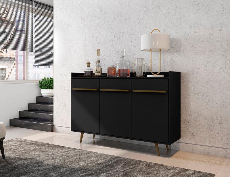 Manhattan Comfort Bradley 53.54” Buffet Stand with 4 Shelves - Black