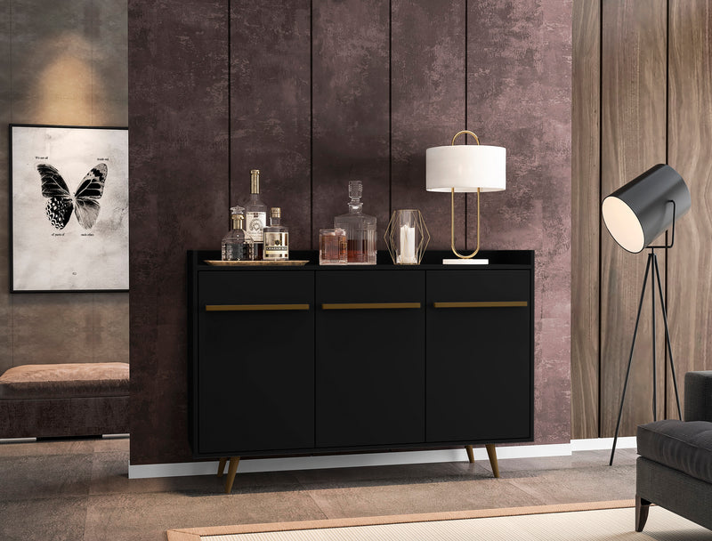 Manhattan Comfort Bradley 53.54” Buffet Stand with 4 Shelves - Black