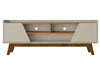 Manhattan Comfort Mid-Century Modern Marcus 62.99\" TV Stand with Solid Wood Legs - Greige & Natural