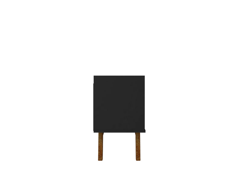 Manhattan Comfort Mid-Century Modern Marcus 70.86\" TV Stand with Solid Wood Legs - Matte Black