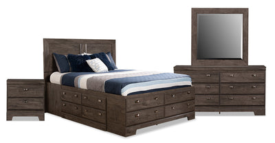 Yorkdale Grey 6-Piece Queen Storage Bedroom Package