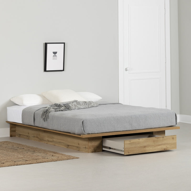 Musano Queen Platform Bed with Drawer Nordik Oak The Brick