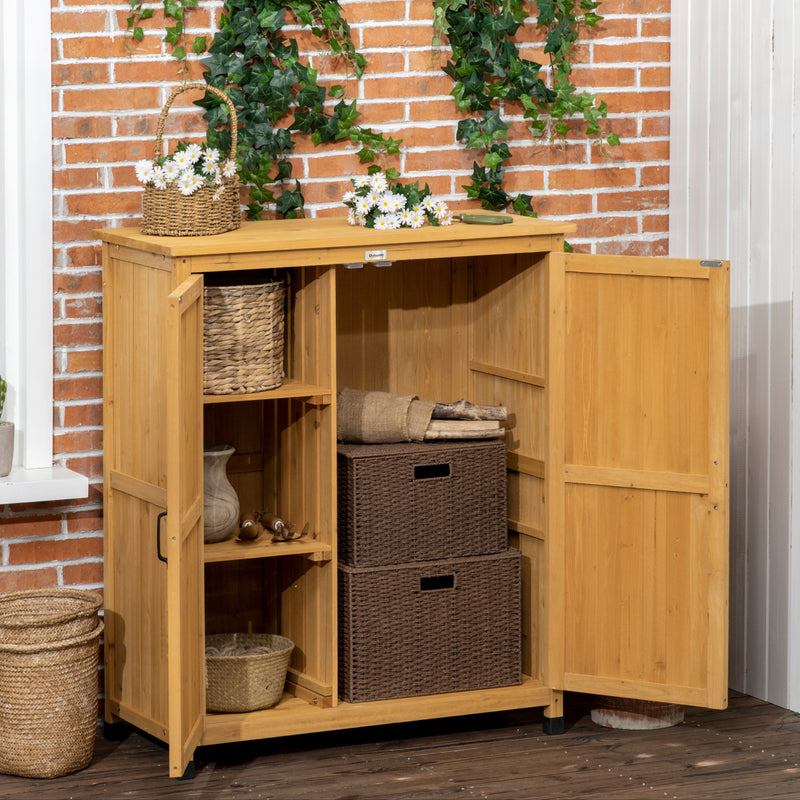 Outsunny Garden Storage Cabinet Wooden Outdoor Tool Shed With 3 Sh