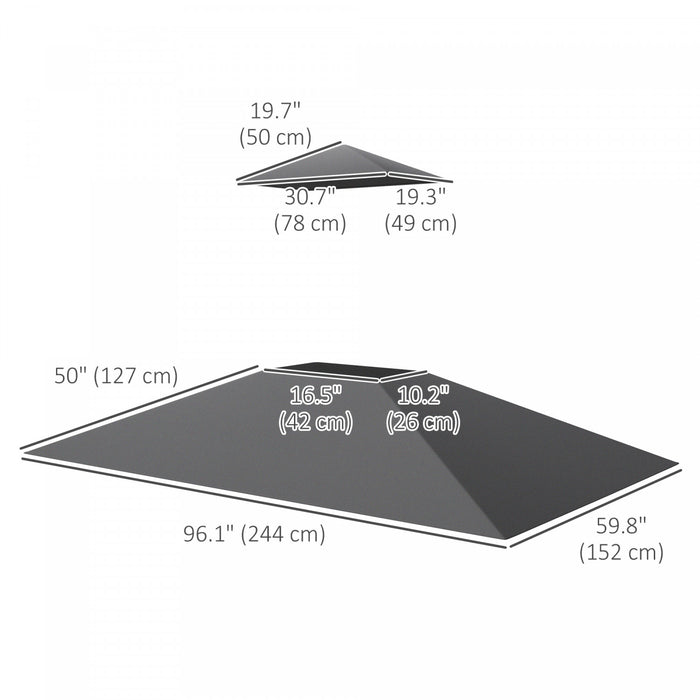 Outsunny Bbq Gazebo Canopy Replacement, 5'x8' Grill Gazebo Roof, Dark Grey