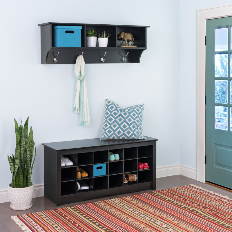 Eighteen Pair Shoe Storage Cubby Bench Black The Brick
