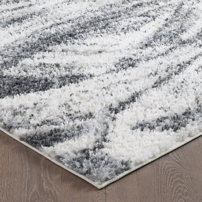 Paris Brushstrokes Cream Shag Area Rug - 6'7\" x 9'6\"