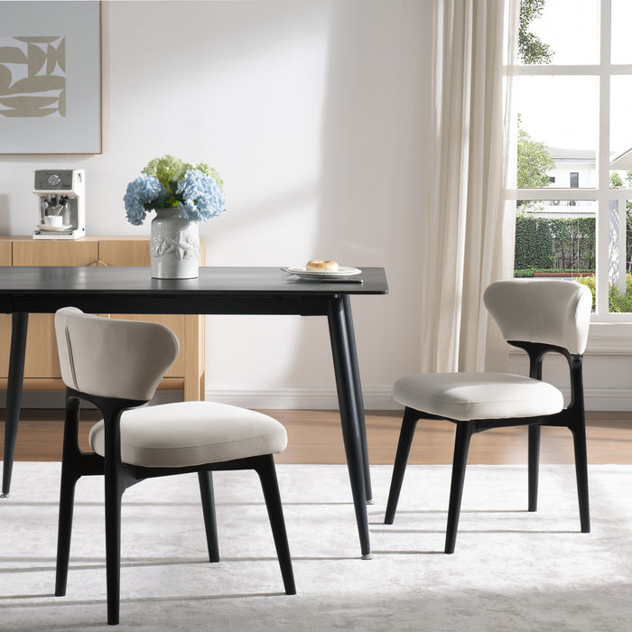 Susie Wooden Dining Chairs Set Of 2 With Upholstered Fabric Side Chairs And Wood Legs,beige