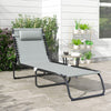 Outsunny Folding Lounge Chair, Chaise Lounge With Headrest, Light Grey