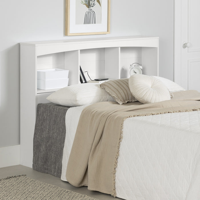 Step One Bookcase Headboard With Storage - Pure White