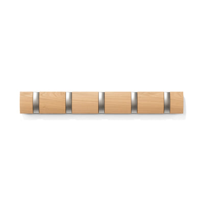Umbra 5 Flip Wall-Mounted Hooks - Natural|5 crochets muraux Flip de Umbra - naturels
