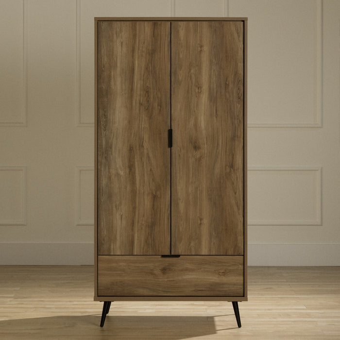 Oxford Wardrobe Armoire With Doors And Drawer - Natural Mango