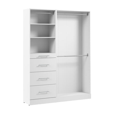 Bestar Florence 60" Modular Reach-In/Walk-In Closet System with Rods and Storage - White|Système de garde-robe et pièce-penderie modulaire Florence de Bestar de 60 po avec tringles et rangement - blanc