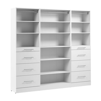 Bestar Florence 85" Modular Reach-In/Walk-In Closet System with Storage - White|Système de garde-robe et pièce-penderie modulaire Florence de Bestar de 85 po avec rangement - blanc