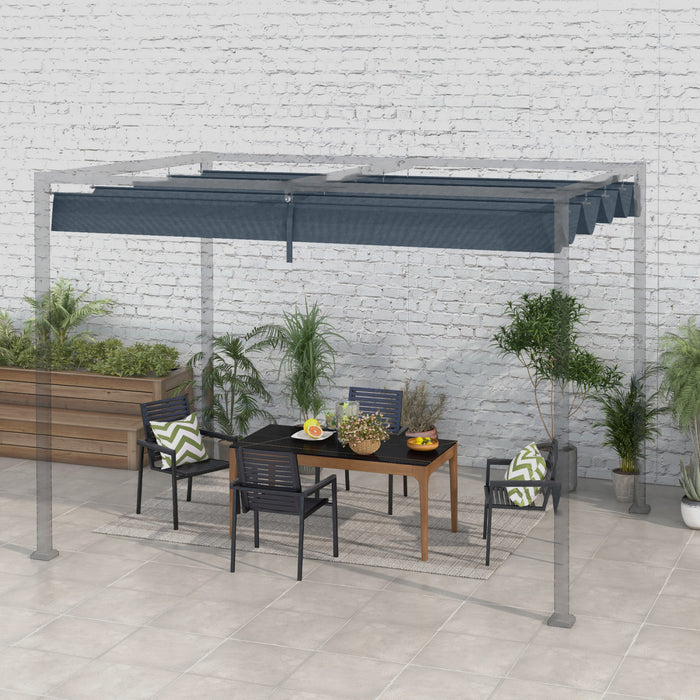 Outsunny Retractable Pergola Roof, Sun Shade Cover For 9.8' X 7.1' Pergola