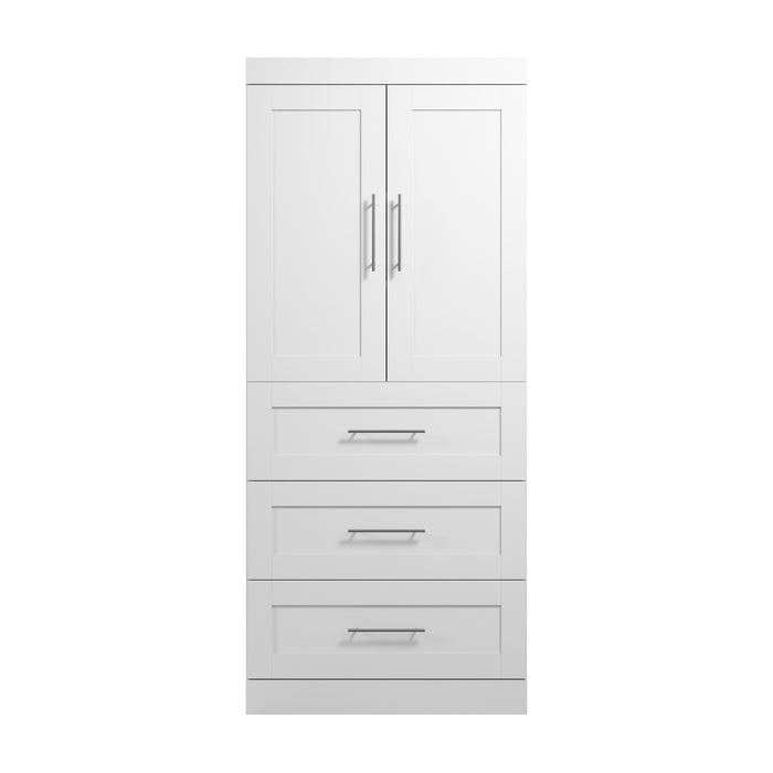 Bestar Pur 36 W Wardrobe with Drawers - White