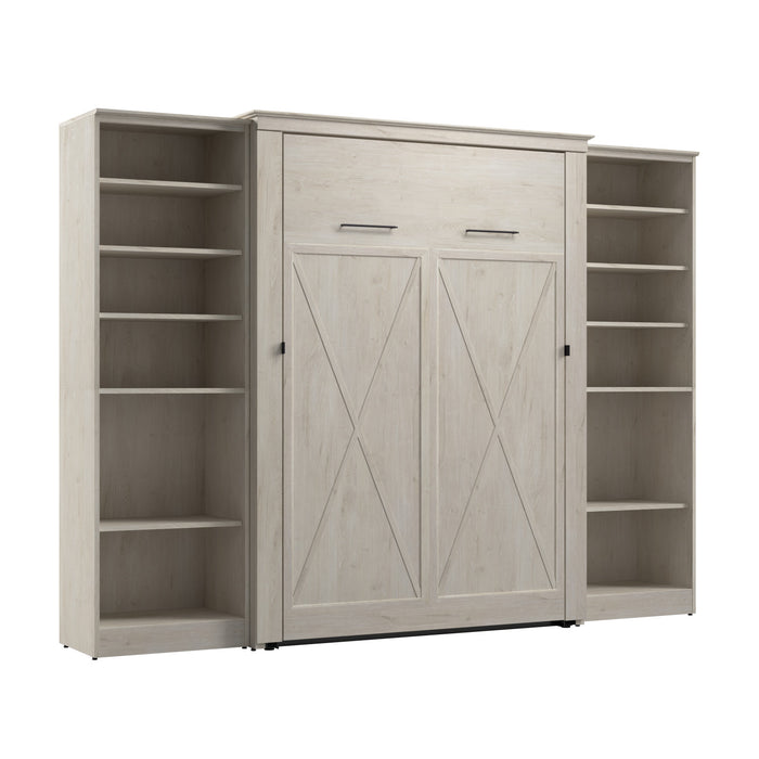 Bestar Key West Full Murphy Bed with Closet Organizers (113 W) - Linen White Oak