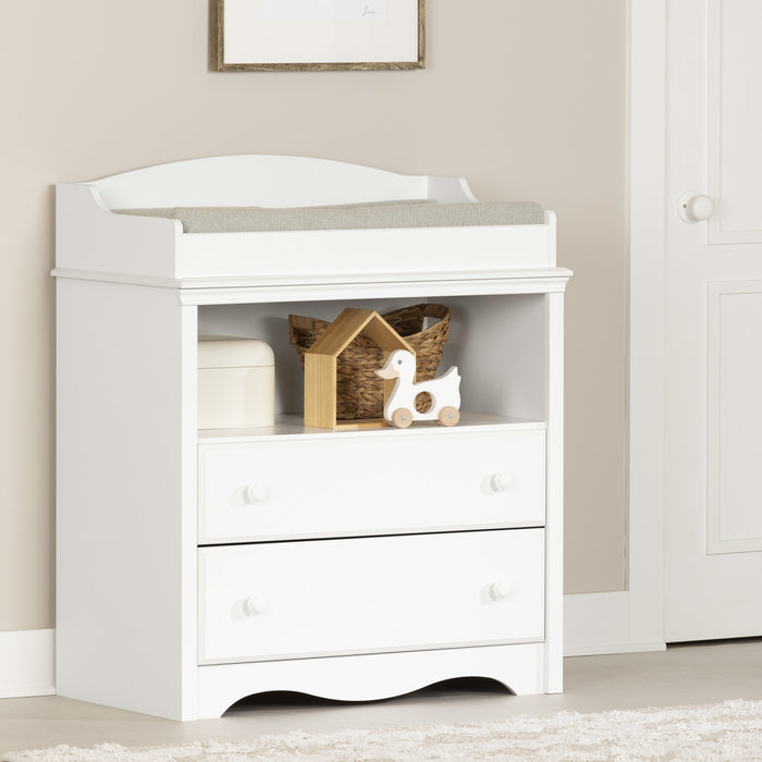 Angel Changing Table With Drawers And Open Storage - Pure White